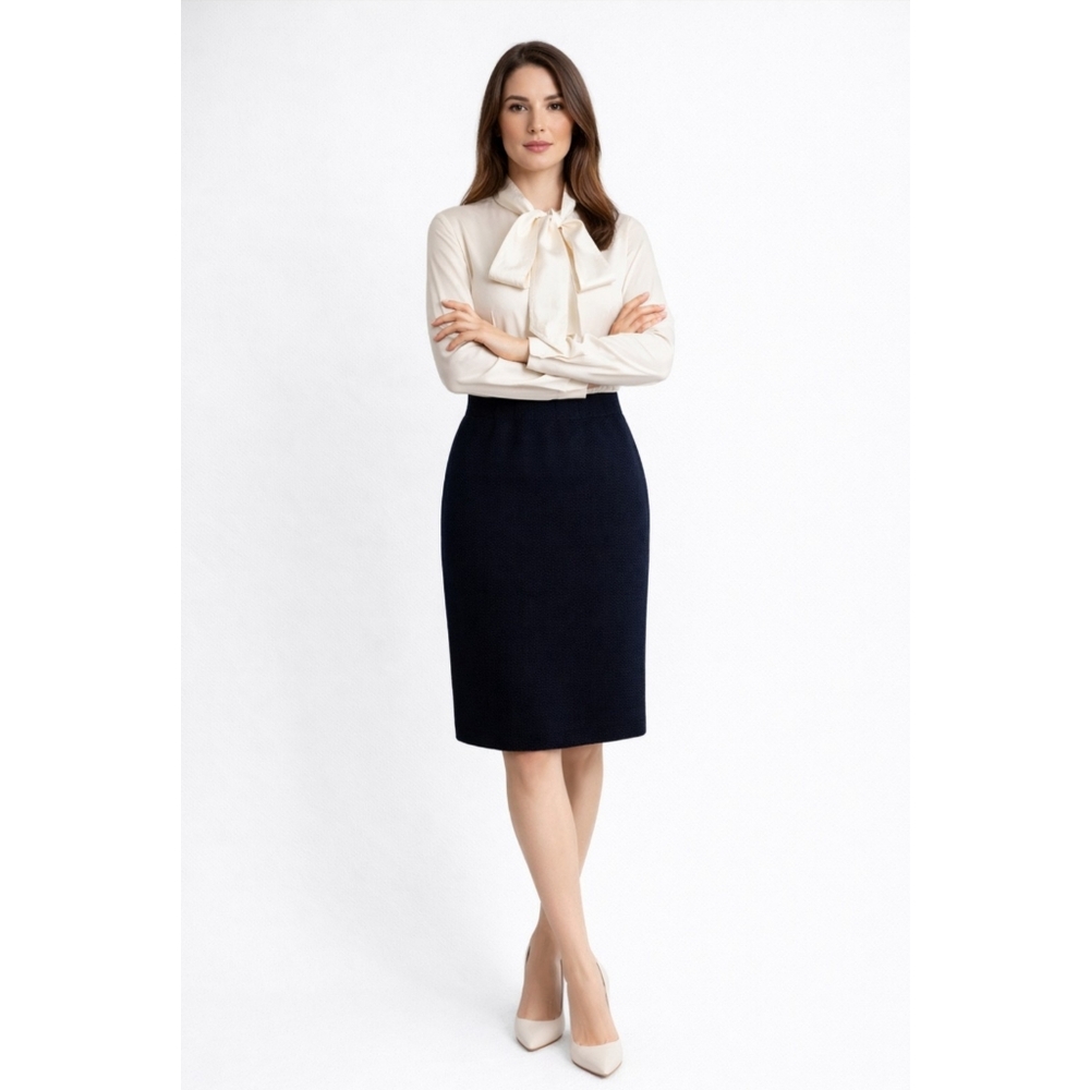 St. John Collection Santana Knit Wool Pencil Skirt Black Midi Size 4